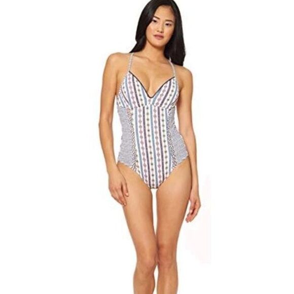 New. Jessica Simpson Moroccan Stripe Printed One-Piece Swimsuit. Retails $98 - Picture 2 of 8